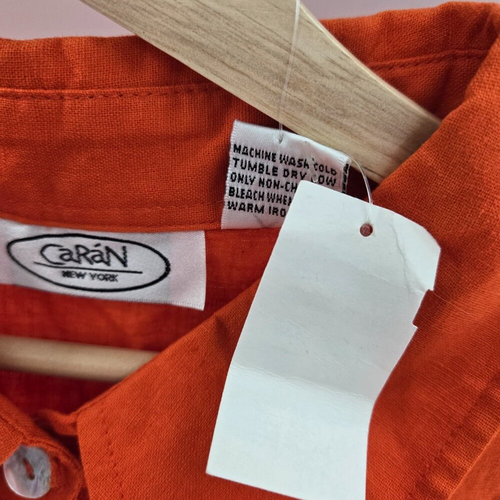 Vintage Caran New York Orange Linen/Cotton Sleeveless Mini Dress Size 3x - Picture 13 of 15